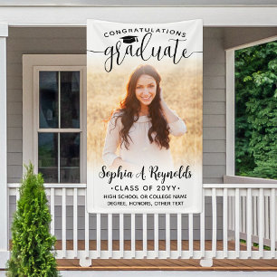 Modern elegant script 1 Foto verticaal Afstuderen Spandoek