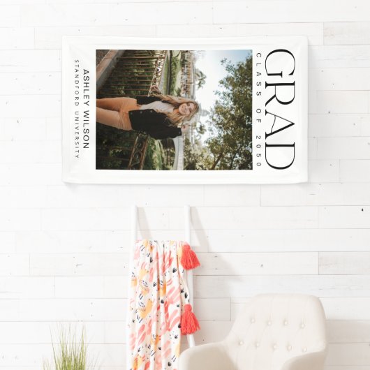 Modern elegant script 1 Foto verticaal Afstuderen Spandoek (Insitu)