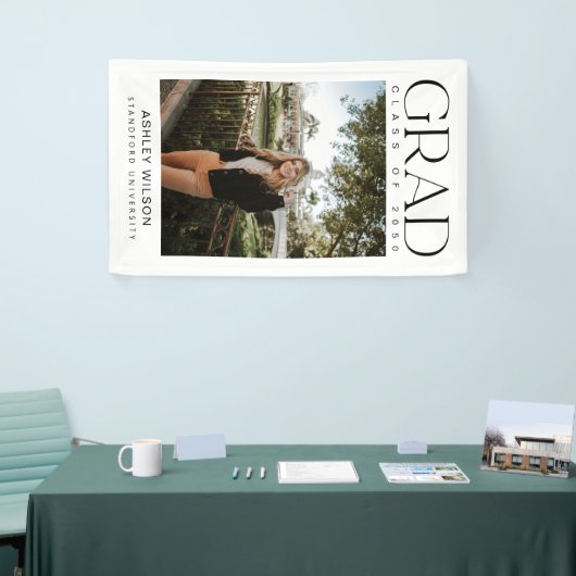 Modern elegant script 1 Foto verticaal Afstuderen Spandoek (Beurs)