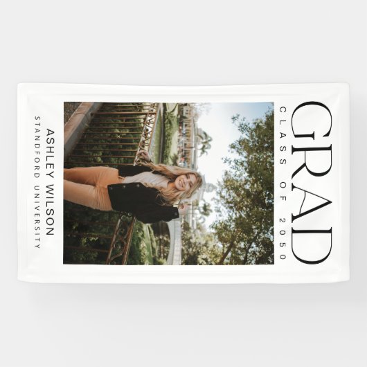 Modern elegant script 1 Foto verticaal Afstuderen Spandoek (Horizontaal)