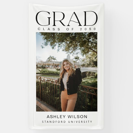 Modern elegant script 1 Foto verticaal Afstuderen Spandoek (Verticaal)