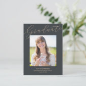 Modern Elegant Script 2025 Foto Afstuderen Briefkaart (Staand voorkant)