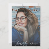 Modern Elegant Script 21st Verjaardagsfeestfoto Kaart (Achterkant)