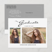 Modern elegant script | 2 Aankondiging foto-Afstud Briefkaart (Voorkant / Achterkant)