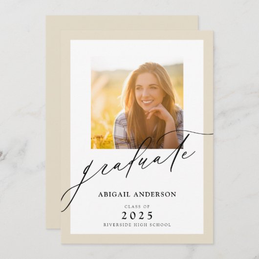 Modern Elegant Script 2 Foto Afstuderen (Voorkant / Achterkant)