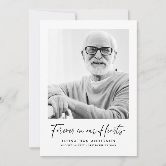 Modern Elegant Script 2-foto begrafenis/gedenkteke Bedankkaart (Voorkant)