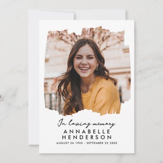 Modern Elegant Script 2-foto begrafenis/gedenkteke Bedankkaart (Voorkant)