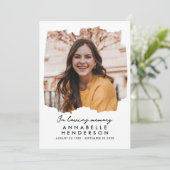 Modern Elegant Script 2-foto begrafenis/gedenkteke Bedankkaart (Staand voorkant)