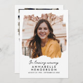 Modern Elegant Script 2-foto begrafenis/gedenkteke Bedankkaart (Voorkant / Achterkant)