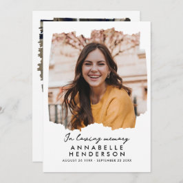 Modern Elegant Script 2-foto begrafenis/gedenkteke Bedankkaart