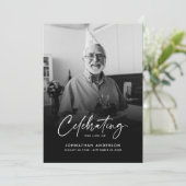 Modern Elegant Script 2-foto begrafenis/gedenkteke Bedankkaart (Staand voorkant)