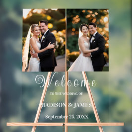 Modern Elegant Script 2 foto bruiloft welkom Acryl Bord