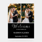 Modern Elegant Script 2 foto bruiloft welkom Acryl Bord (Voorkant)