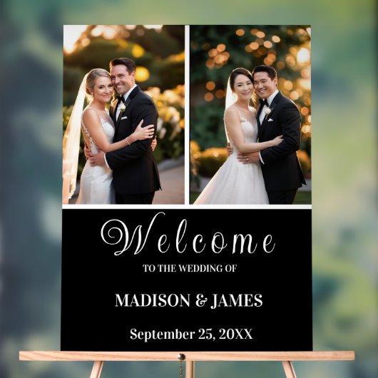 Modern Elegant Script 2 foto bruiloft welkom Acryl Bord (Neutraal)