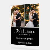 Modern Elegant Script 2 foto bruiloft welkom Acryl Bord (Hoek)