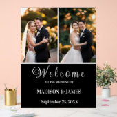 Modern Elegant Script 2 foto bruiloft welkom Acryl Bord (Huwelijk)