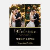 Modern Elegant Script 2 foto bruiloft welkom Acryl Bord (Voorkant)