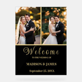 Modern Elegant Script 2 foto bruiloft welkom Acryl Bord