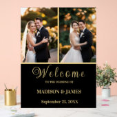 Modern Elegant Script 2 foto bruiloft welkom Acryl Bord (Huwelijk)