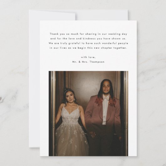 Modern Elegant Script 2-Photo Wedding Bedankkaart (Achterkant)