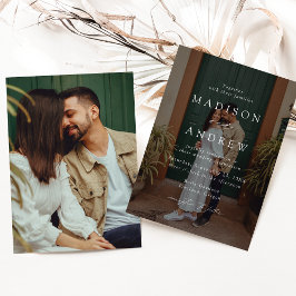 Modern Elegant Script 2 Photo Wedding Kaart