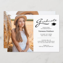 Modern Elegant Script 2 Sided Photo Afstudeerder