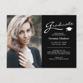 Modern Elegant Script 2 Sided Photo Afstuderen Briefkaart (Voorkant)