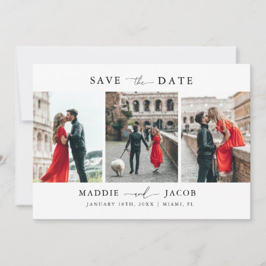 Modern Elegant Script 3 Fotobruiloft Save The Date (Voorkant)