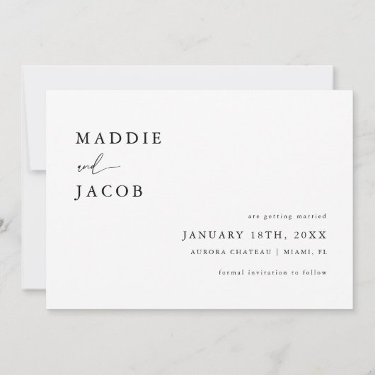 Modern Elegant Script 3 Fotobruiloft Save The Date (Achterkant)