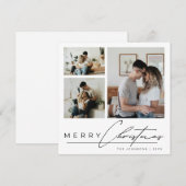 Modern Elegant Script 3 Photo Collage Christmas Feestdagenkaart (Voorkant / Achterkant)