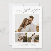 Modern elegant script 3 Photo Collage Save The Date (Voorkant)