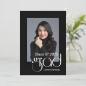 Modern Elegant Script 4 Foto Graduation Party Kaart (Staand voorkant)