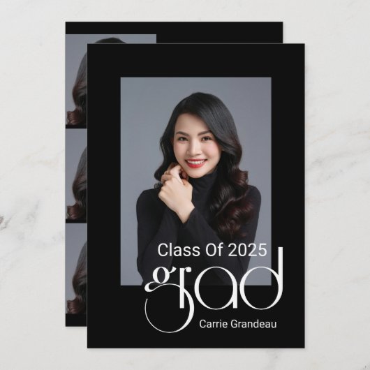 Modern Elegant Script 4 Foto Graduation Party Kaart (Voorkant / Achterkant)