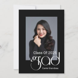 Modern Elegant Script 4 Foto Graduation Party Kaart
