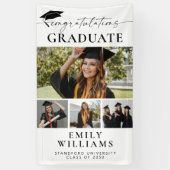 Modern Elegant Script 4 Foto Verticaal Afstuderen Spandoek (Verticaal)