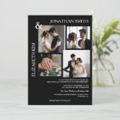 Modern Elegant Script 4 Fotoraster Overlay Bruilof Kaart (Staand voorkant)