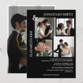 Modern Elegant Script 4 Fotoraster Overlay Bruilof Kaart (Voorkant / Achterkant)