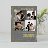 Modern Elegant Script 5 Fotoraster Overlay Bruilof Folie Uitnodiging (Staand Voorkant)