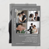 Modern Elegant Script 5 Fotoraster Overlay Bruilof Kaart (Voorkant / Achterkant)