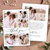 Modern Elegant Script 6 Fotocollage Trouwen Bedankkaart
