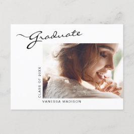 Modern elegant script | Aankondiging foto-Afstudee Briefkaart