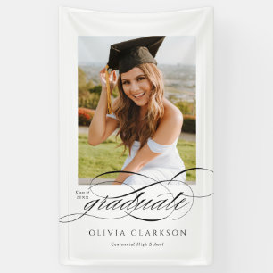 Modern Elegant Script Afstuderen Fotofeestje Spandoek
