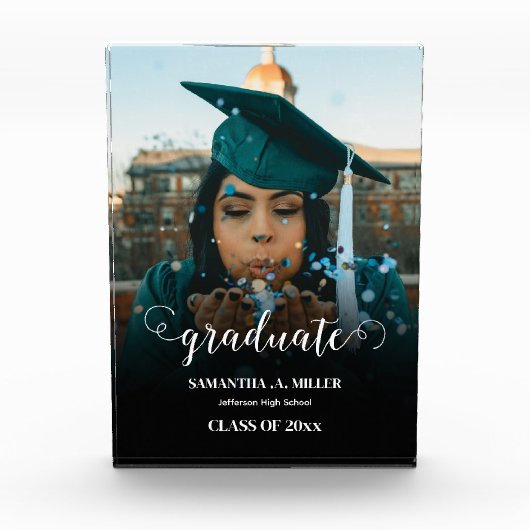 Modern Elegant Script Afstuderen Gift Fotoblokken (Voorkant)