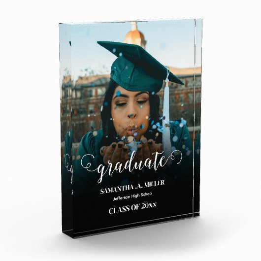 Modern Elegant Script Afstuderen Gift Fotoblokken (Links)