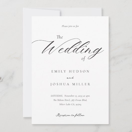 Modern Elegant Script Alles in één bruiloft Kaart (Voorkant)