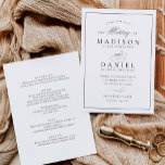 Modern Elegant Script Alles in één bruiloft Kaart<br><div class="desc">Deze elegante en moderne bruiloft uitnodiging beschikt over unieke kalligrafie script in combinatie met stijlvolle type. Het zwart-wit kleurenschema is perfect voor elk evenement,  formeel of casual. De achterkant bevat al uw trouwdetails op één locatie,  waardoor het gemakkelijk is voor uw gasten en een budgetvriendelijke optie.</div>