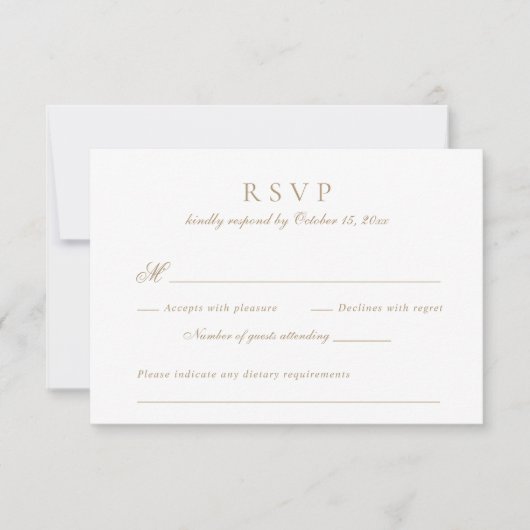 Modern Elegant Script Antiek Goud Bruiloft RSVP Kaart (Voorkant)