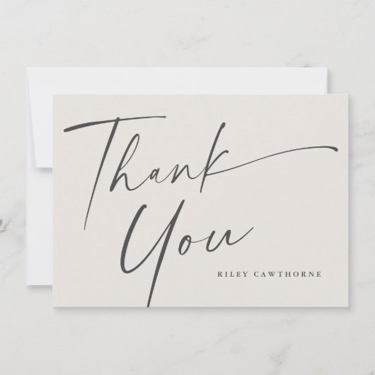 Modern Elegant Script Baby shower Bedankkaart (Voorkant)