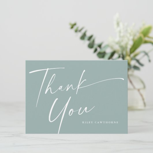 Modern Elegant Script Baby shower Bedankkaart (Staand voorkant)