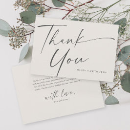 Modern Elegant Script Baby shower Bedankkaart